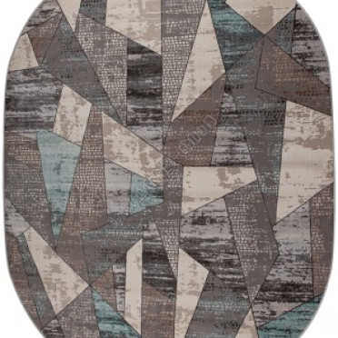 Ковер Avon 36854A OVAL L.GREY / BLUE геометрия