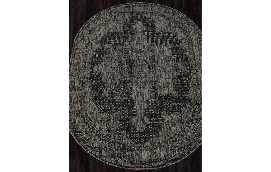 Ковер S129 - BLACK-GRAY - Овал - коллекция KAIR